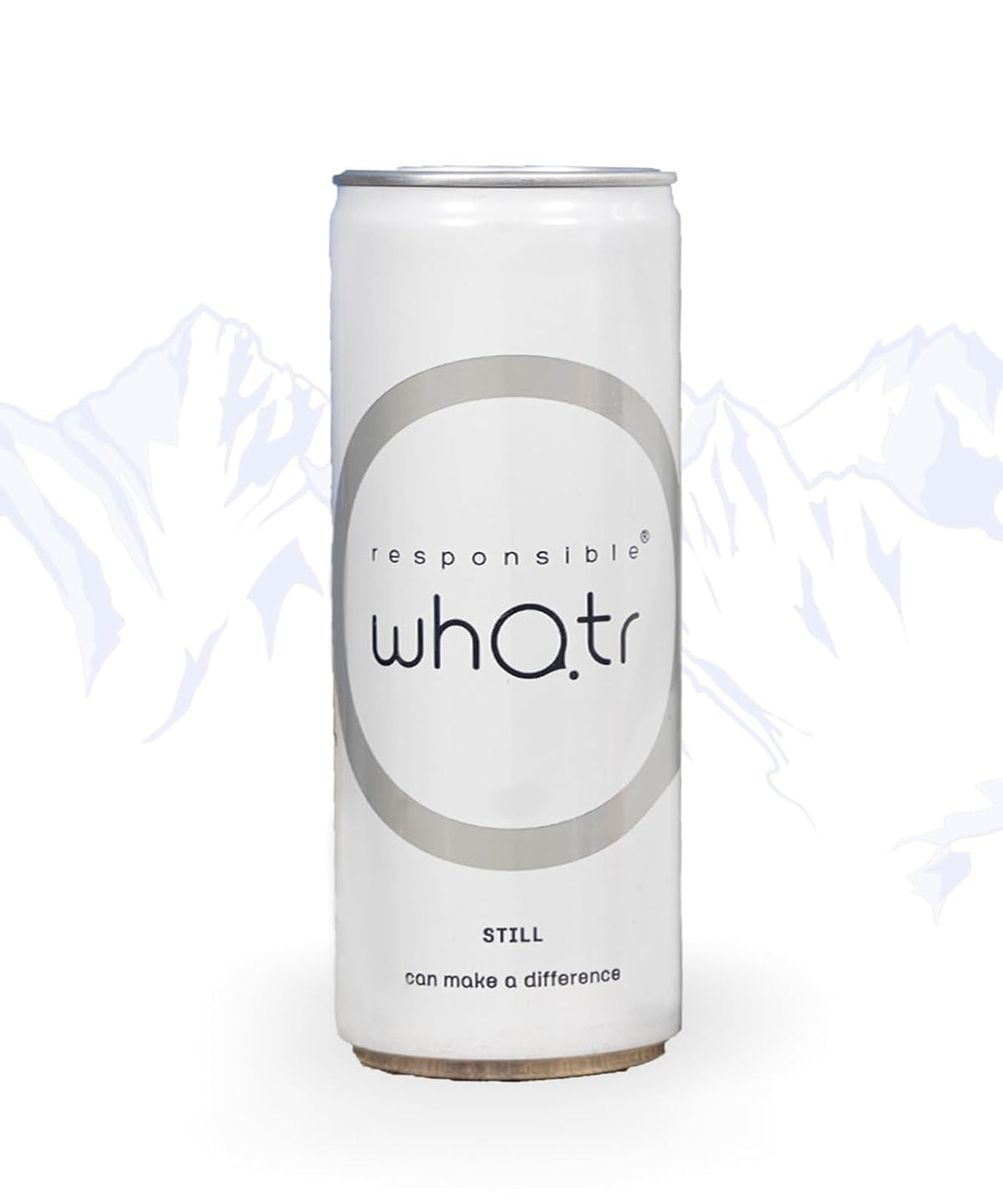 Responsible Whatr® Still 250 ml can against Himalayan peaks